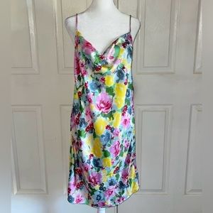 Vero Moda Cowl Neck Floral Satin Mini Dress